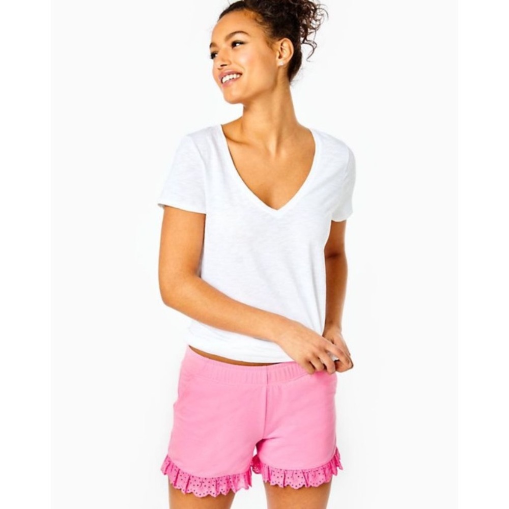 $78 NWOT Lilly Pulitzer Kylar Ruffle Knit Short Women’s Pink Shandy XS